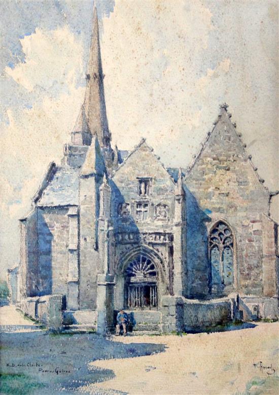 Emile Appey (1876-1935) Le Frouet St Barbe and Notre Dame de la Clarte Perras Guiree 15 x 11.5in. and 20.5 x 15in.